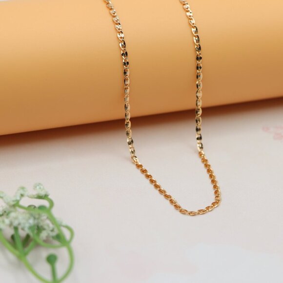 "Shiny Rose Gold Chain Necklace with Bold Polished Oval Links, XPNL0192 - Picture 9 of 12